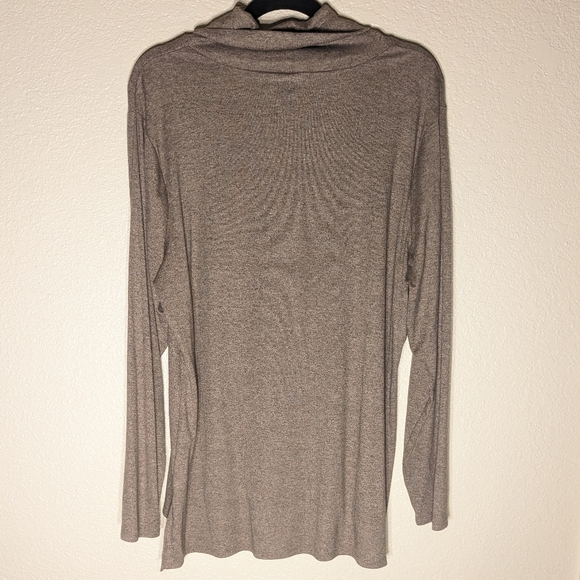 Apt. 9 Minimalist Cool Tone Grey & Brown Merle Mock Neck Long Sleeve Active Wear - Picture 4 of 7